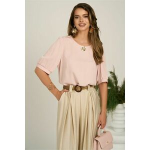 Bluza roz din viscoza cu croi drept imagine