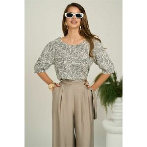 Bluza alba cu imprimeu negru lejera din viscoza imagine
