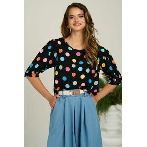 Bluza neagra cu buline colorate lejera din viscoza imagine