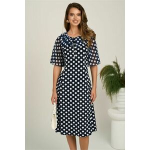 Rochie midi bleumarin din lycra in clini cu buline albe imagine