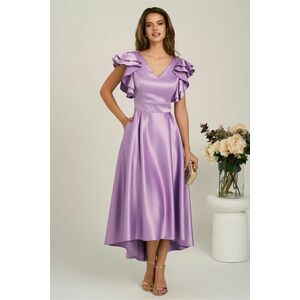 Rochie lunga lila din tafta subtire in clos cu volanase la bust- LaDonna imagine