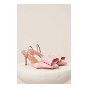 Pantofi roz eleganti din satin cu funda maxi imagine
