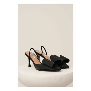 Pantofi negru eleganti din satin cu funda maxi imagine
