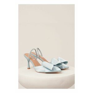 Pantofi bleu eleganti din satin cu funda maxi imagine