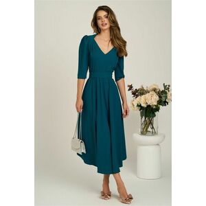 Rochie midi verde inchis din triplu voal in clos cu cordon in talie- LaDona imagine