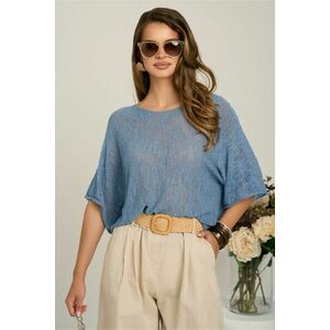 Bluza bleu lejera din tricot subtire imagine