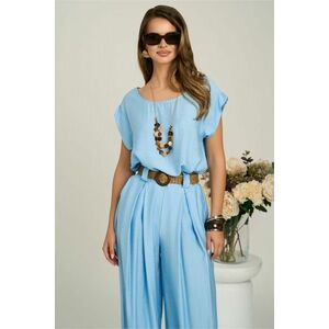 Bluza lejera bleu din viscoza cu accesoriu imagine