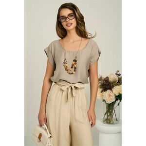 Bluza lejera bej din viscoza cu accesoriu imagine