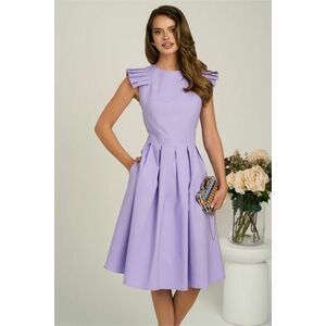 Rochie DY Fashion midi lila din poplin in clos cu volane la umeri imagine