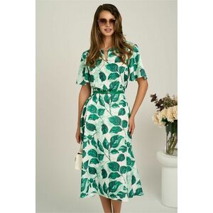 Rochie midi cu imprimeu verde din triplu voal in clos imagine