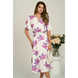 Rochie midi cu imprimeu magenta din triplu voal in clos imagine