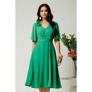 Rochie midi verde din voal in clos cu flori la decolteu imagine