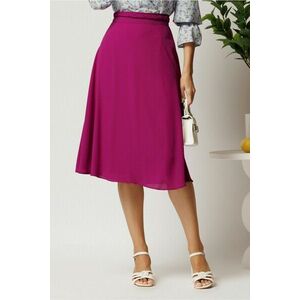 Fusta DY Fashion midi magenta din triplu voal in clos cu cordon impletit imagine