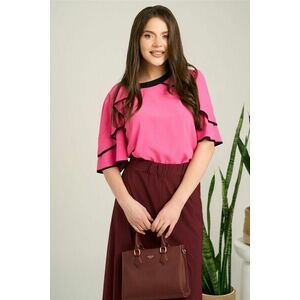 Bluza fucsia din viscoza cu volane la maneci imagine