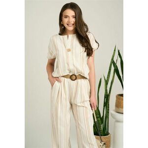 Bluza ivory cu dungi bej lejera cu adaos de bumbac si in imagine