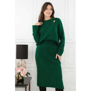 Compleu - bluza si fusta din tricot verde-smarald imagine