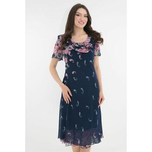 Rochie eleganta din voal bleumarin cu trandafiri roz imagine