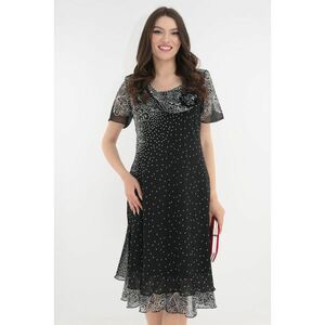 Rochie eleganta din voal negru cu print floral alb imagine