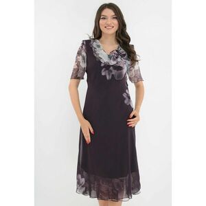 Rochie eleganta din voal violet cu flori gri imagine