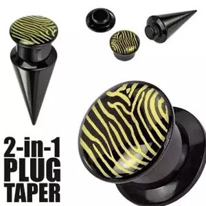Plug și taper, cu motiv zebră în combinație de galben cu negru - Lățime: 10 mm imagine