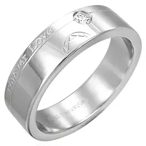 Inel din oțel - Forever Love, zirconiu - Marime inel: 54 imagine