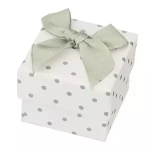 Cutie de cadou pentru bijuterii - buline gri cu fundă imagine