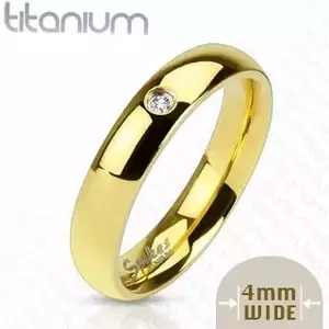 Verigheta din titan de culoare aurie cu zirconiu, 4 mm - Marime inel: 48 imagine