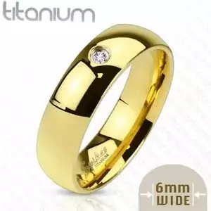 Inel din titan de culoare aurie cu zirconiu, 6 mm - Marime inel: 49 imagine