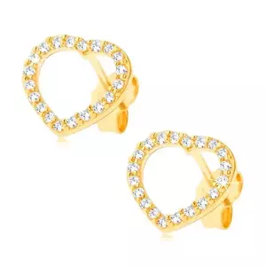 Cercei din aur 14K în formă de inimă cu zircon linie imagine