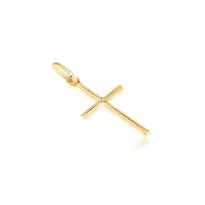 Pandantiv din aur de 14K -cruciuliță lucioasă cu X gravat imagine