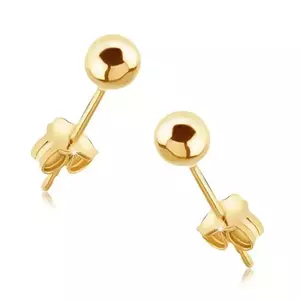 Cercei din aur 14K mărgele lucioase netede pe un buton, 5 mm imagine