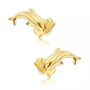 Cercei din aur de 14K cu motiv neted de delfin imagine