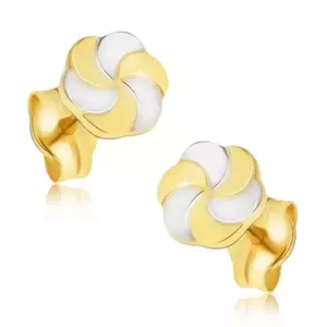 Cercei din aur 14K bicolor cu suprafață lucioasă în formă de elice imagine