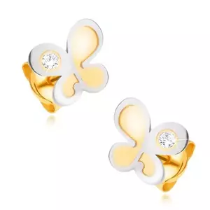Cercei din aur de 14K cu motiv de fluture și zircon clar imagine