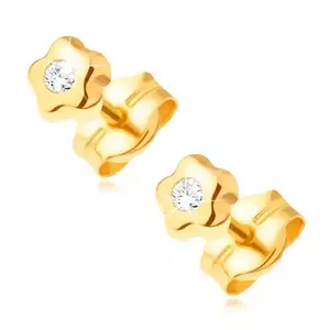 Cercei din aur de 14K în formă de floare cu zirconiu imagine