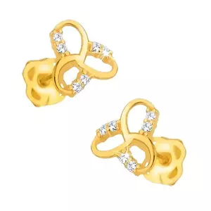 Cercei din aur galben 9K - nod celtic strălucitor, pietre rhinestone transparente imagine