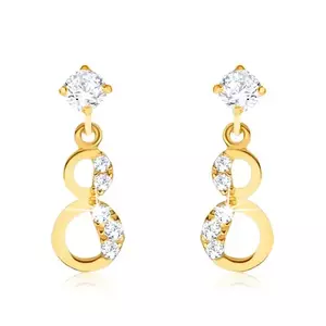 Cercei din aur de 9K - dangling opt cu zirconii imagine