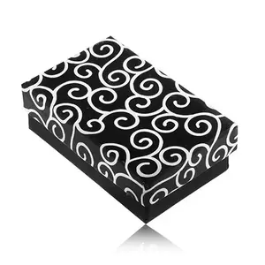 Cutiuță dreptunghiulară pentru cercei sau inel, ornamente negru cu alb imagine
