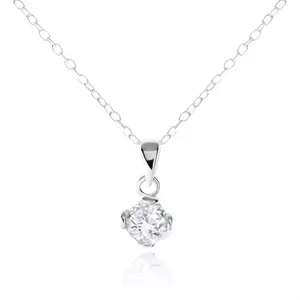 Colier realizat din argint 925, zirconiu rotund transparent în montură ornamentală imagine