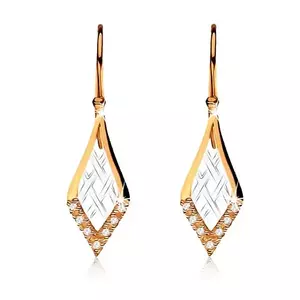 Cercei dangle din aur de 9K cu design geometric și zirconii imagine