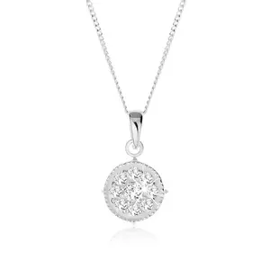 Colier din argint 925, cerc din zirconiu transparent, contur striat imagine