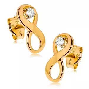 Cercei cu simbolul infinit din aur de 9K cu zircon clar imagine