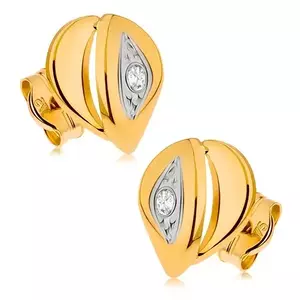 Cercei din aur de 9K în formă de lacrimă dublă cu zircon clar imagine