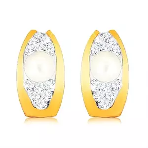 Cercei din aur de 9K cu cristale Swarovski și perlă de cultură imagine