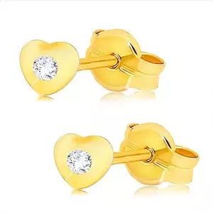 Cercei din aur de 9K inimă cu zircon clar în design minimalist imagine