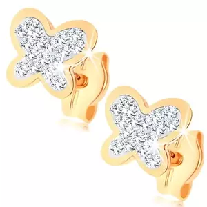 Cercei de aur 9K fluture cu cristale Swarovski clare imagine