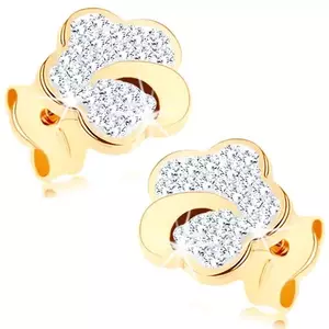 Cercei din aur de 9K floare cu cristale Swarovski clare imagine