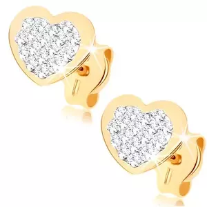 Cercei din aur de 9K inimă cu cristale Swarovski imagine