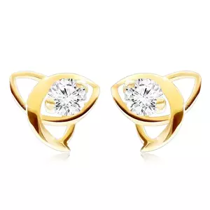 Cercei cu nod triquetra celtic din aur de 9K cu zircon clar imagine