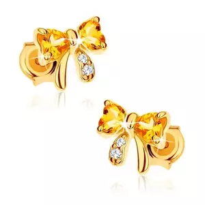 Cercei din aur de 14K în formă de arc cu citrine și zirconii transparente imagine